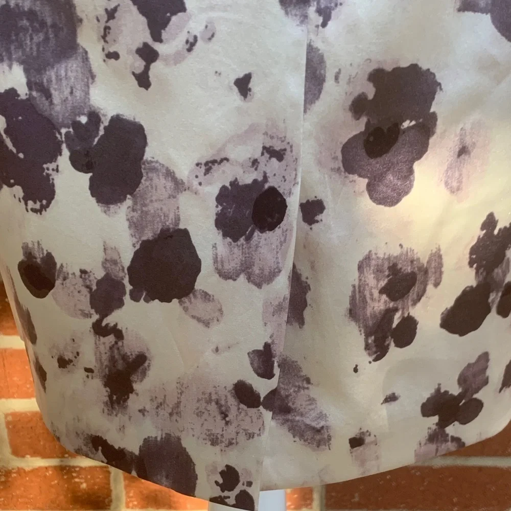 Ann Taylor Purple and Cream Floral silk dresss